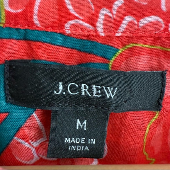 J Crew Floral Cotton Swing Dress Red Boho Tiered Womens M Resort Vacation Chic - Picture 5 of 14